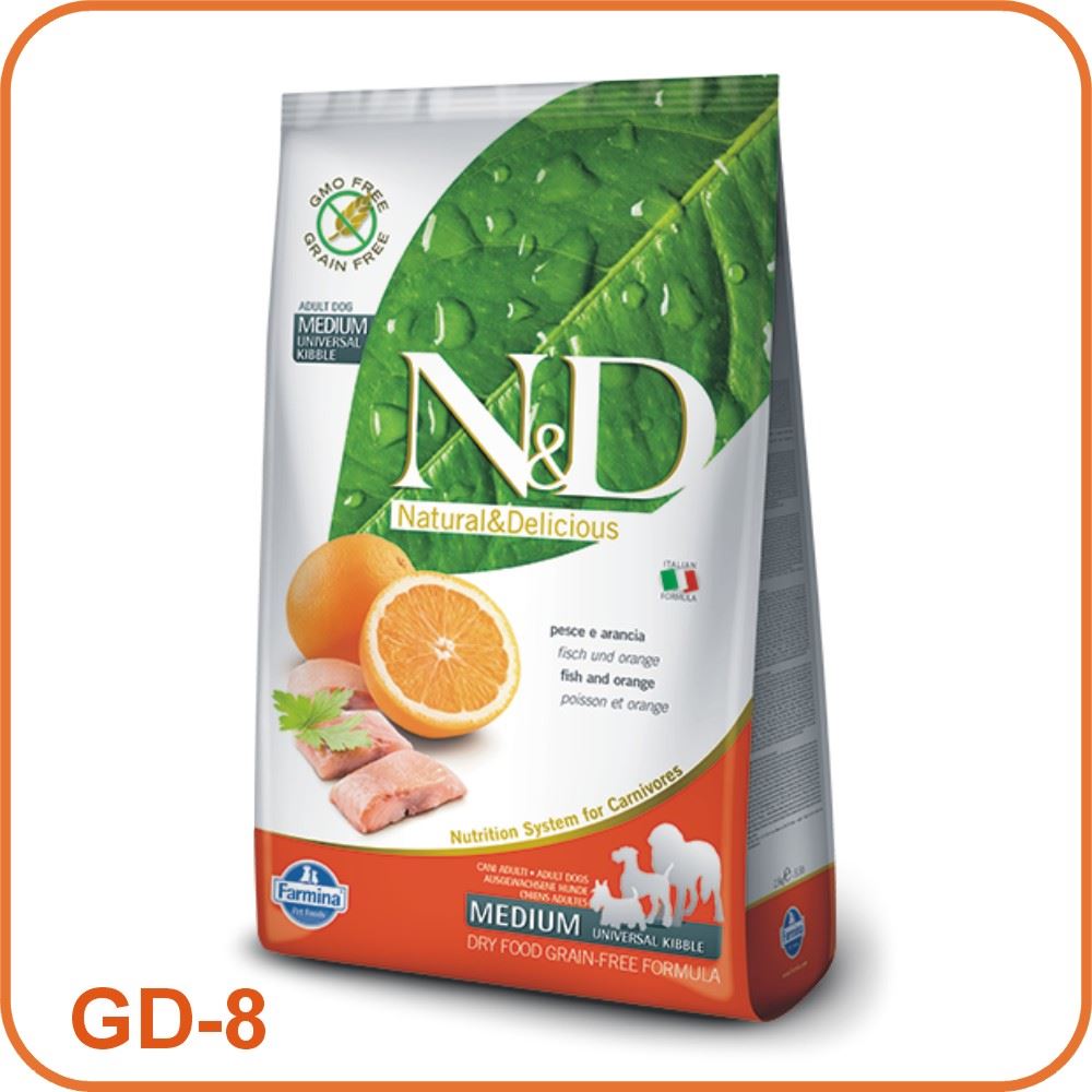 【Famina法米納】GD-8 天然無穀糧-挑嘴成犬潔牙顆粒(鯡魚甜橙)（7kg）