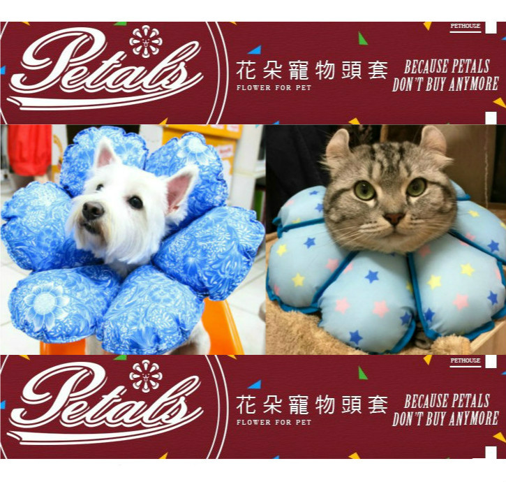 Petals -花朵寵物頭套/防舔咬組合式/棉花板**台灣新型專利設計**M