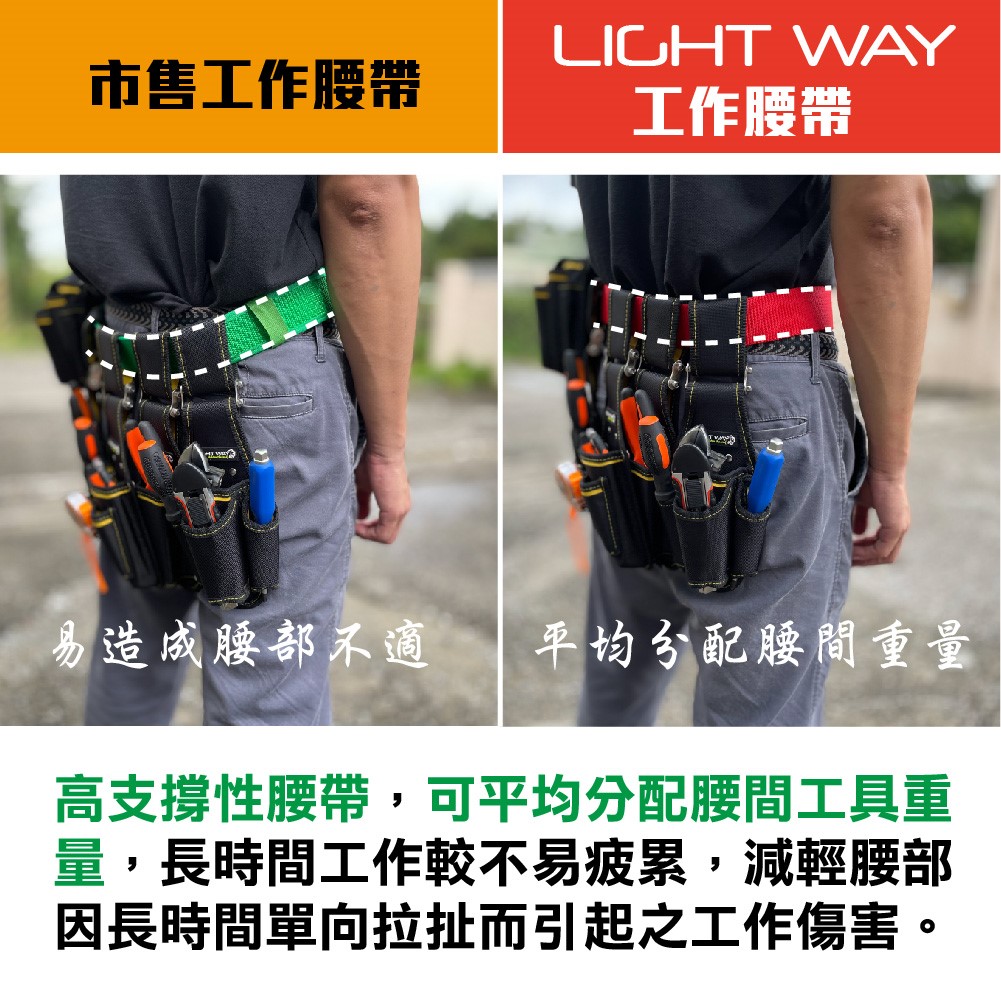 LIGHT WAY雙保險高鋼性工作腰帶(M 23-34吋 )(L 33-45吋),手工具