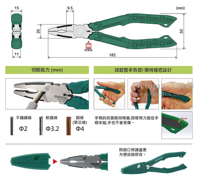  ENGINEER 暴龍鉗 PZ-77P 日本限定配色 175mm 日本製造 PZ-77 暴龍鉗,手工具