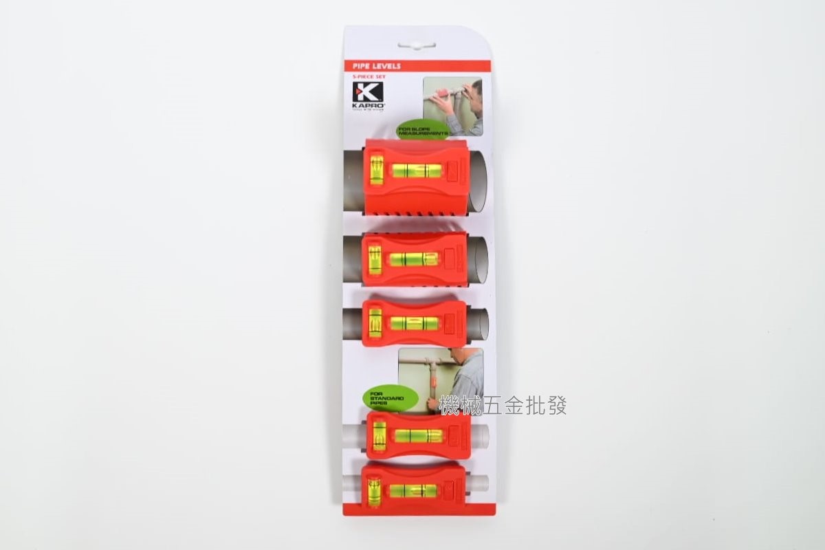 KARPO {以色列} 350 列管道水平儀 柱狀水平儀 PVC水管水平儀 一組5入,手工具