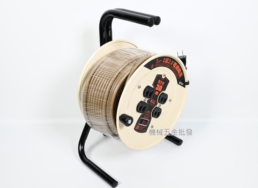 {電精靈DL-2100S} 2蕊2.0mm 100呎(30米)電纜輪座 延長線(單過載保護),手工具