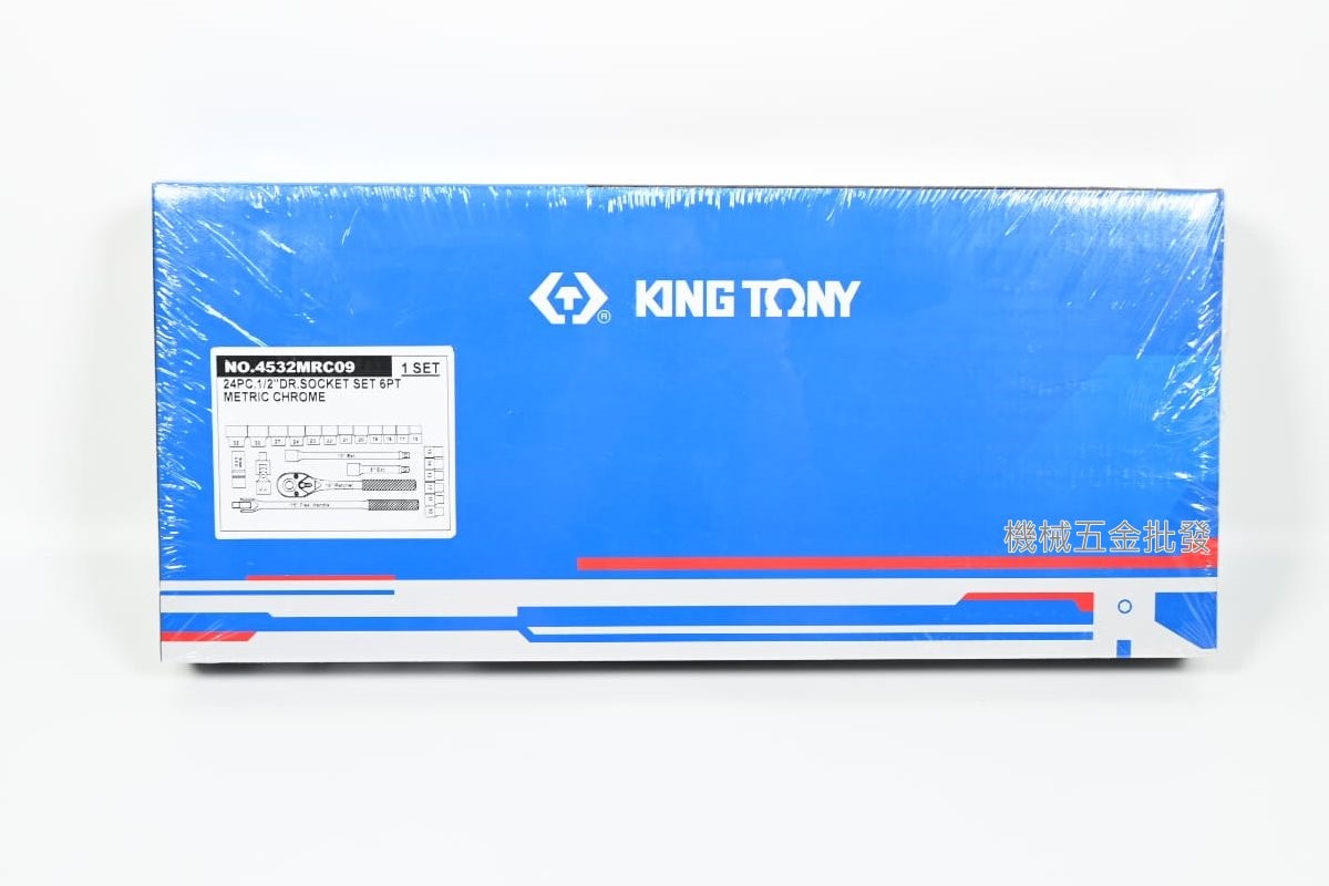 KING TONY {金統立} 4532MRC09 4分(1/2")公制套筒組 六角套套筒 24件組，手工具