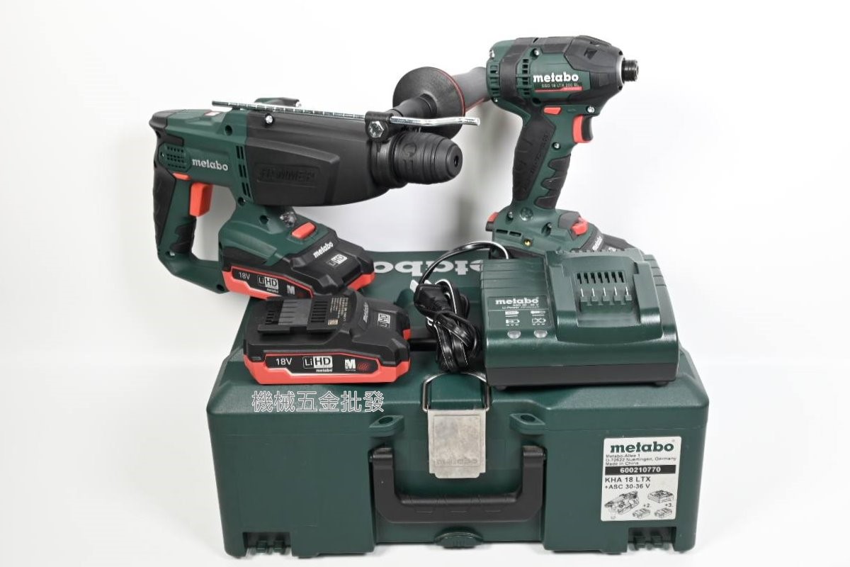 metabo {美達寶} KHA18LTX 四溝三用鎚鑽+SSD18LTX 18V衝擊起子雙機組,電動工具