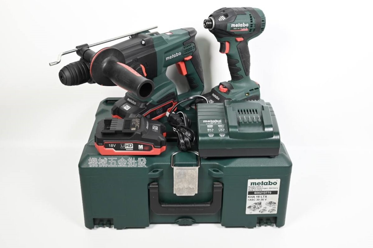 metabo {美達寶} KHA18LTX 四溝三用鎚鑽+SSD18LTX 18V衝擊起子雙機組,電動工具