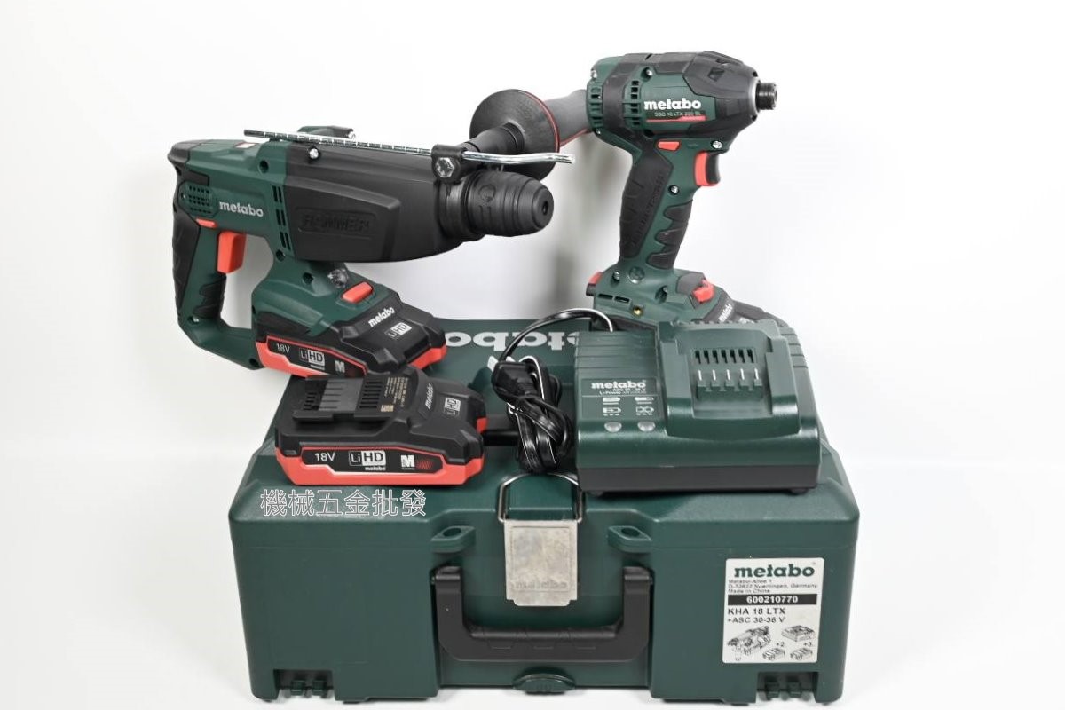 metabo {美達寶} KHA18LTX 四溝三用鎚鑽+SSD18LTX 18V衝擊起子雙機組,電動工具