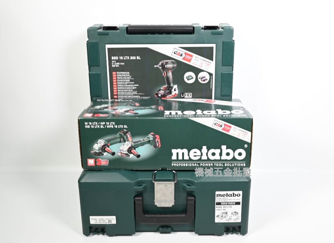 metabo {美達寶} KHA18LTX四溝鎚鑽+SSD18LTX起子機+W18LTX砂輪機 18V水電三機組,電動工具