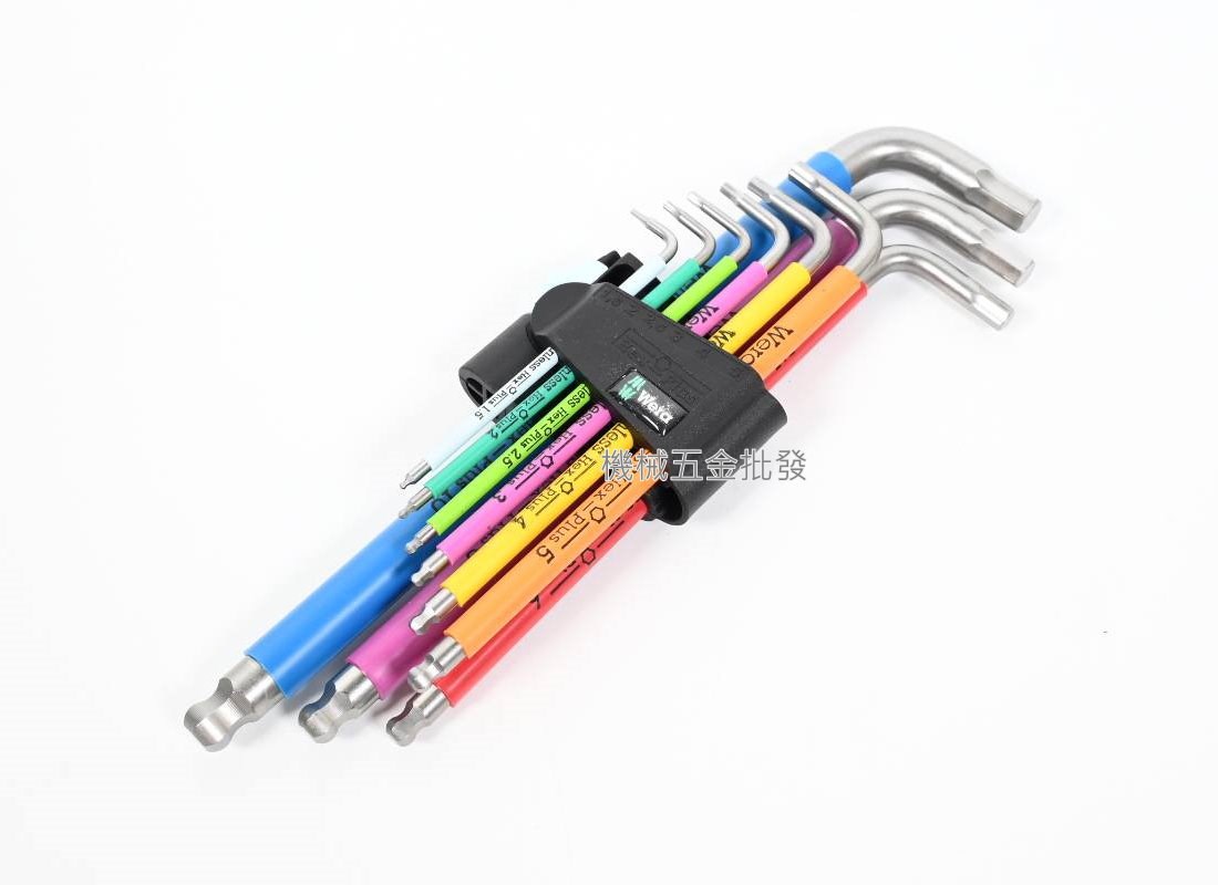  德國 {Wera} 3950/9 Hex-Plus 彩色膠套不銹鋼六角球頭扳手 9支組,手工具