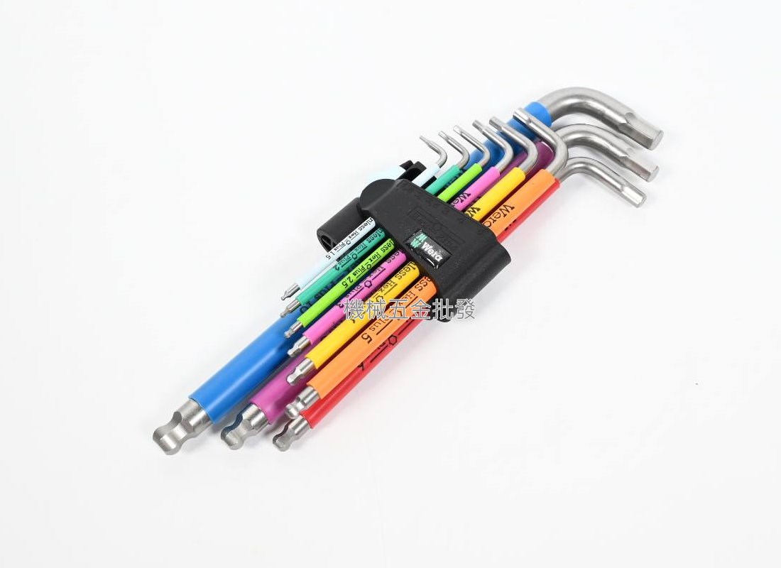  德國 {Wera} 3950/9 Hex-Plus 彩色膠套不銹鋼六角球頭扳手 9支組,手工具