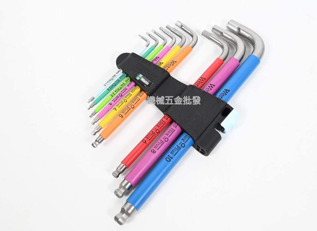  德國 {Wera} 3950/9 Hex-Plus 彩色膠套不銹鋼六角球頭扳手 9支組,手工具