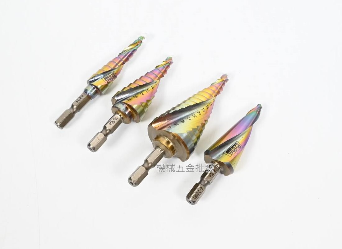 日本 {GLOBAL SAW} 極光無段鑽 極光階梯鑽 碳氮化鋁鈦塗層 4-13mm 4-22m,手工具