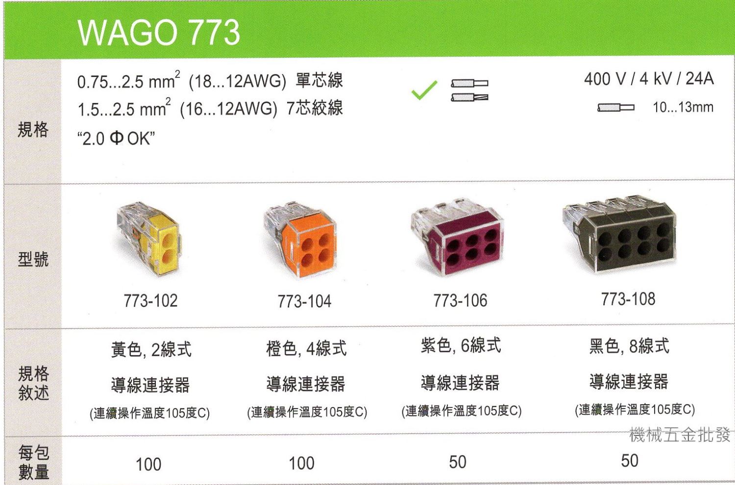 德國 WAGO 773-102 接線端子 快速接頭 可直接插拔 省時又省力 黃色 兩線式,手工具