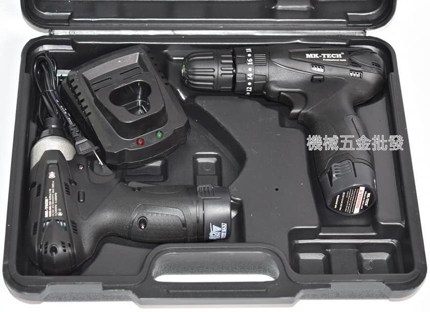 MK-TECH 12V充電式超值雙機組 12V起子機+12V震動電鑽 2電一充,電動工具