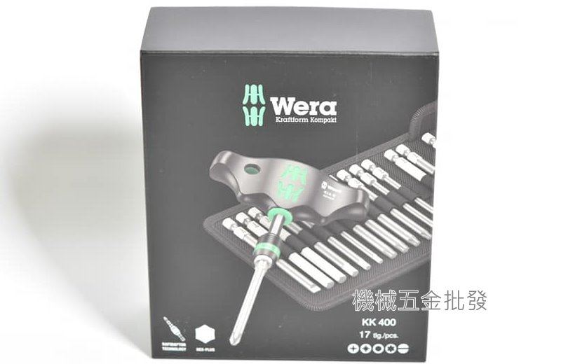 wera  {德國} KK400 T型手柄 帶可快速裝卸Rapidaptor接頭 長度89mm 起子頭附收納包,手工具
