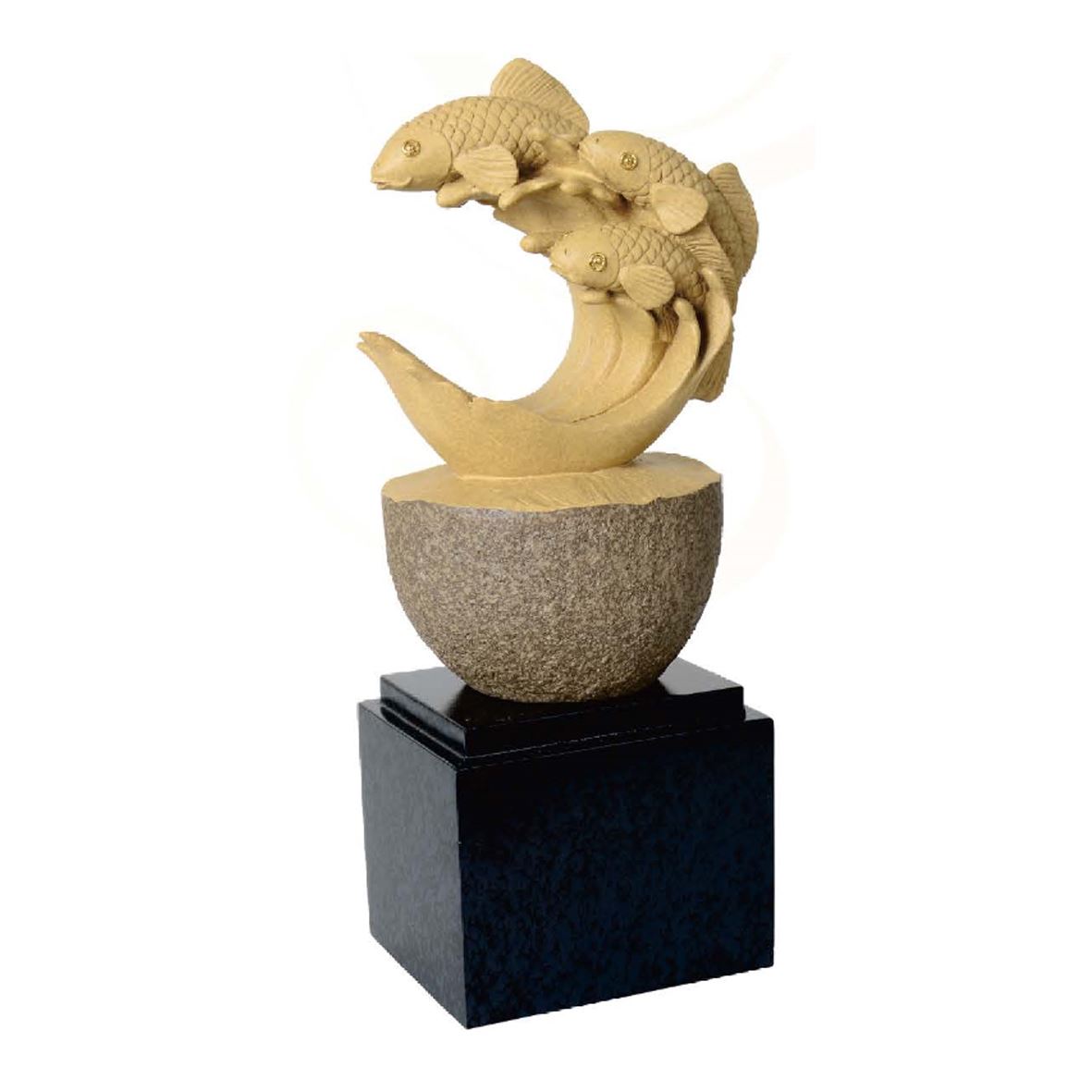 原石雕塑獎座-年年慶有餘