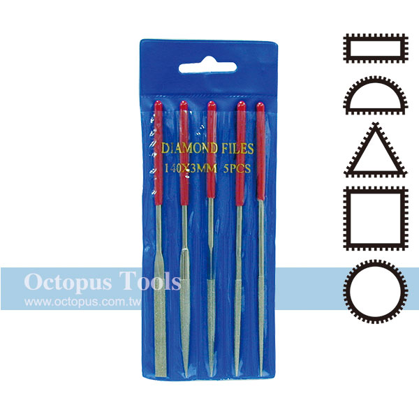  Ostopus {章魚牌} 826.100 鑽石銼刀5支組 長140mm,手工具