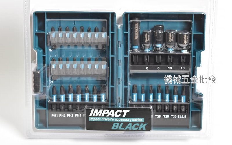 makita {牧田} E-06638 IMPACT BLACK 35件起子套裝組 套筒 / 十字 / 一字 / 星型,電動工具