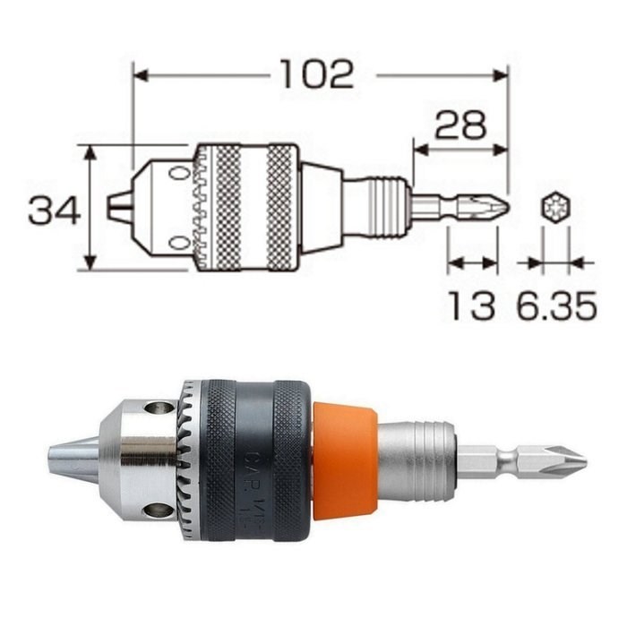 ANEX {兼古製作所} AKL-250E 1.5~10mm電鑽夾頭-柄部交換式 快脫式起子頭接桿 日本製,電動工具