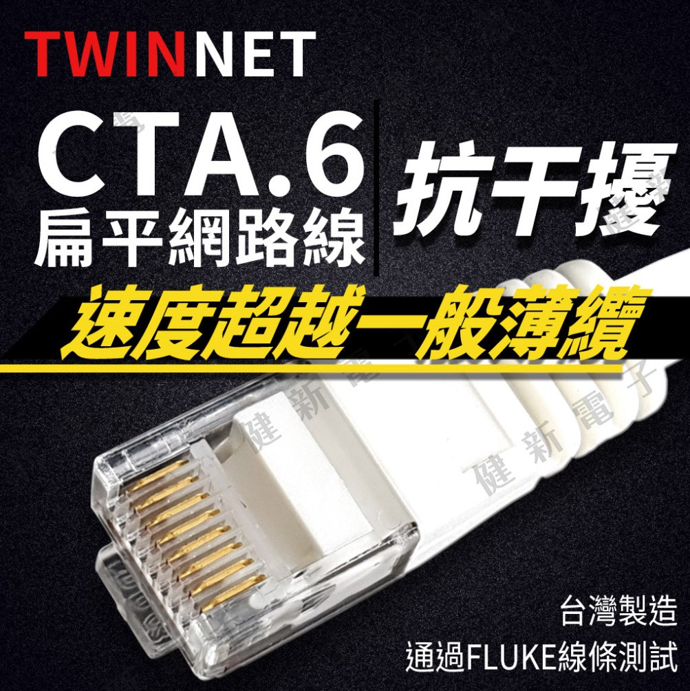 Twinnet Cat.6扁平網路線 1.2.3.5米 附測試報告