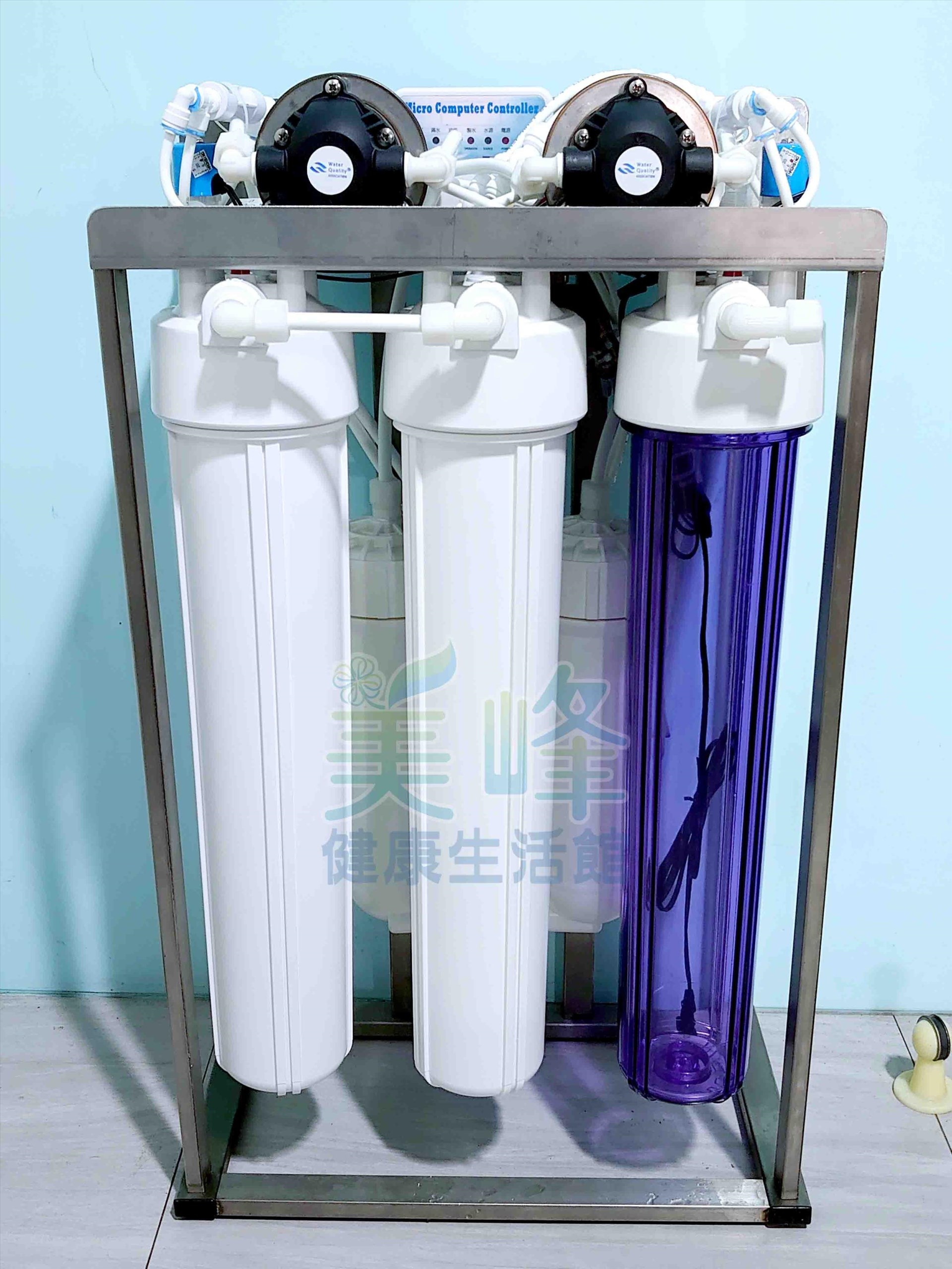 商用20吋800G白鐵腳架電腦控制逆滲透純水機.雙水冷式馬達.連續供水最多日造水量3頓純水