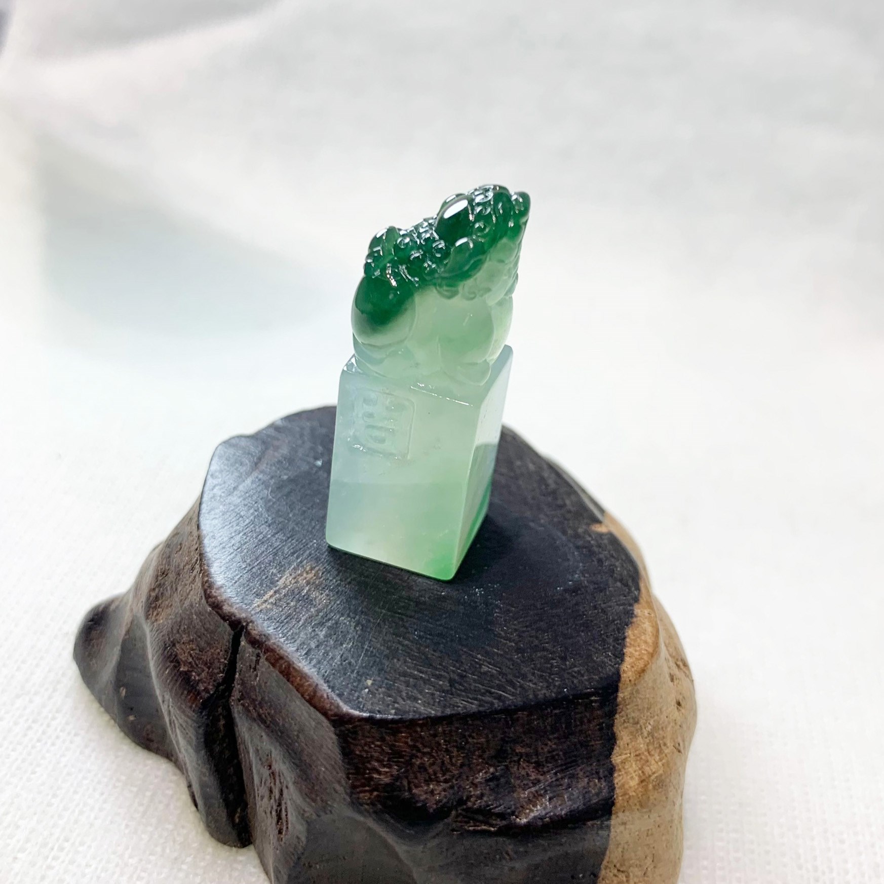 冰種花青獅印