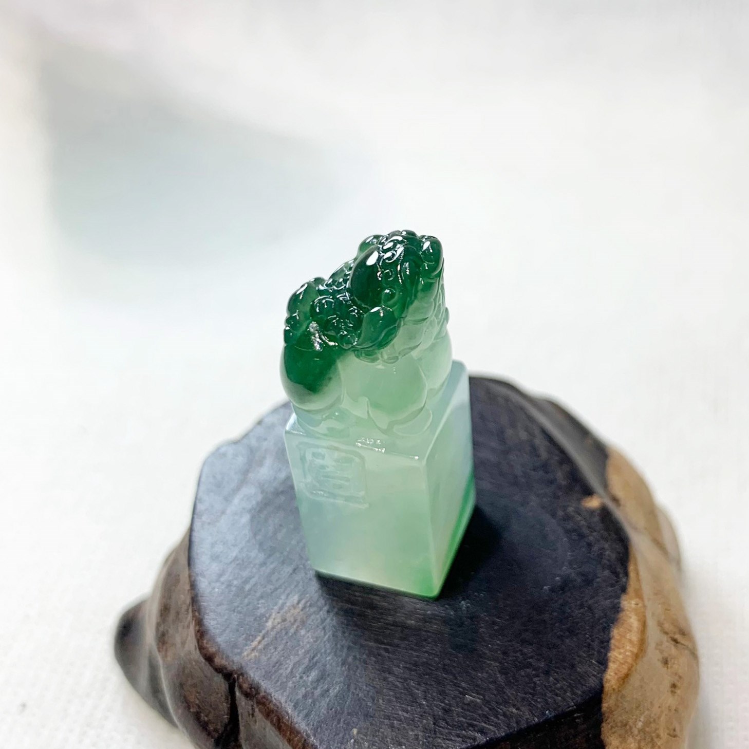 冰種花青獅印