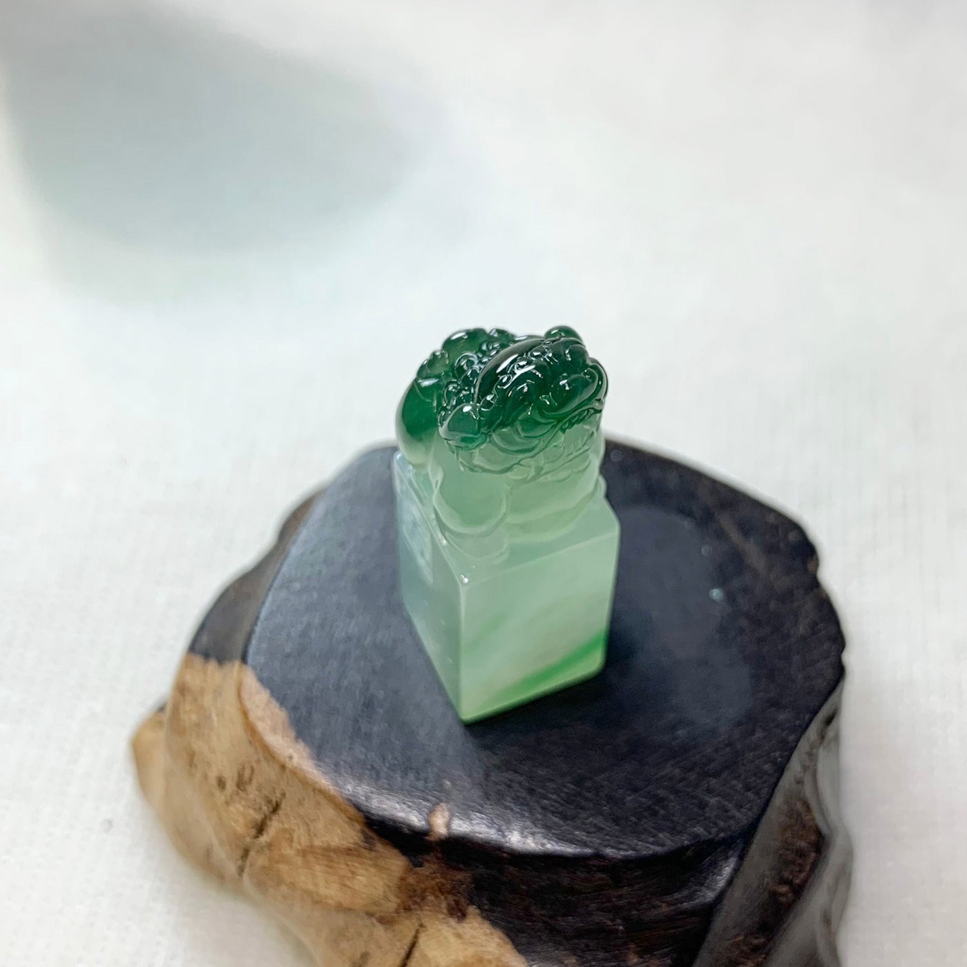 冰種花青獅印
