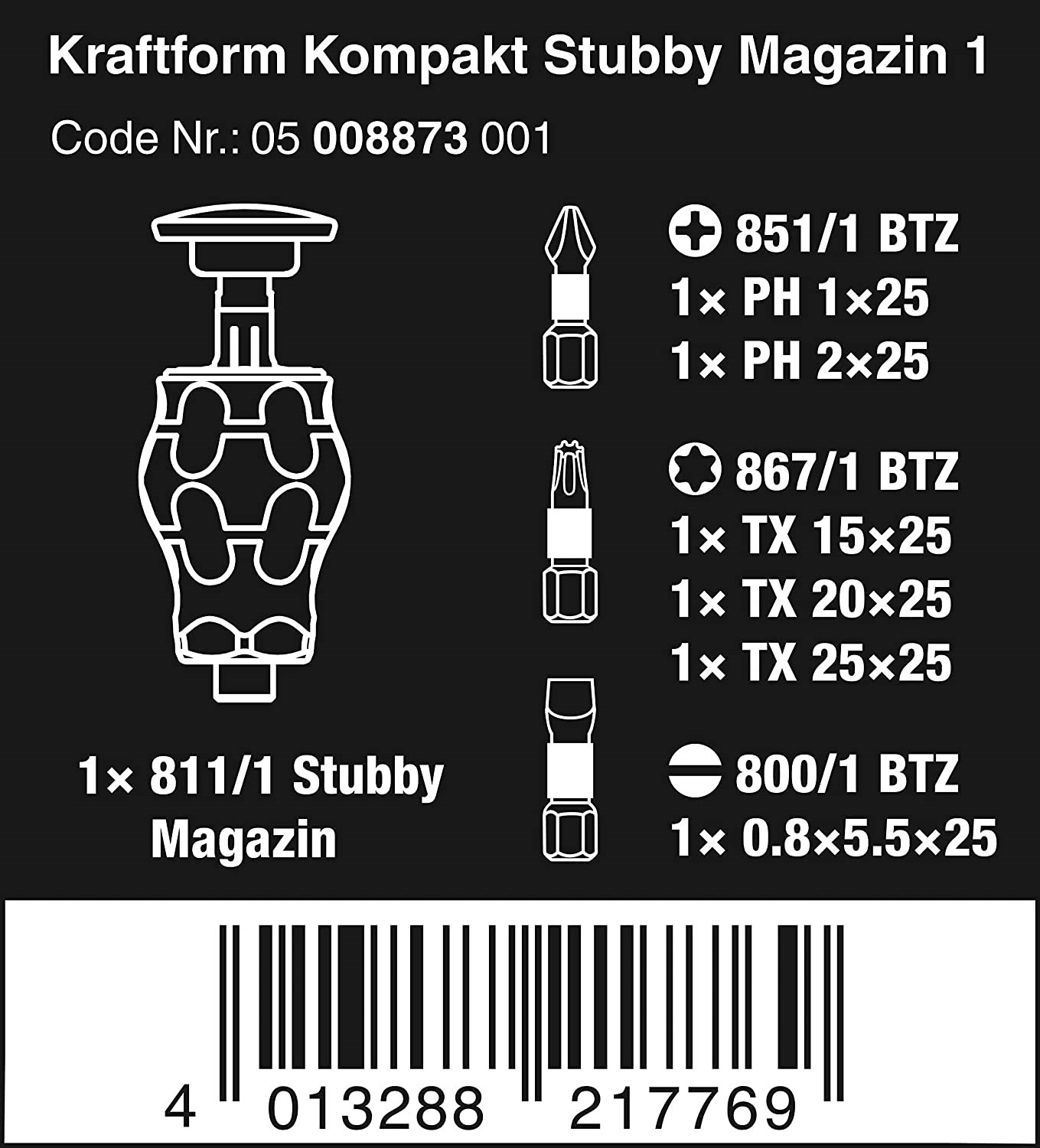 wera 德國 KK Stubby Magazin 1 7合一起子組,手工具