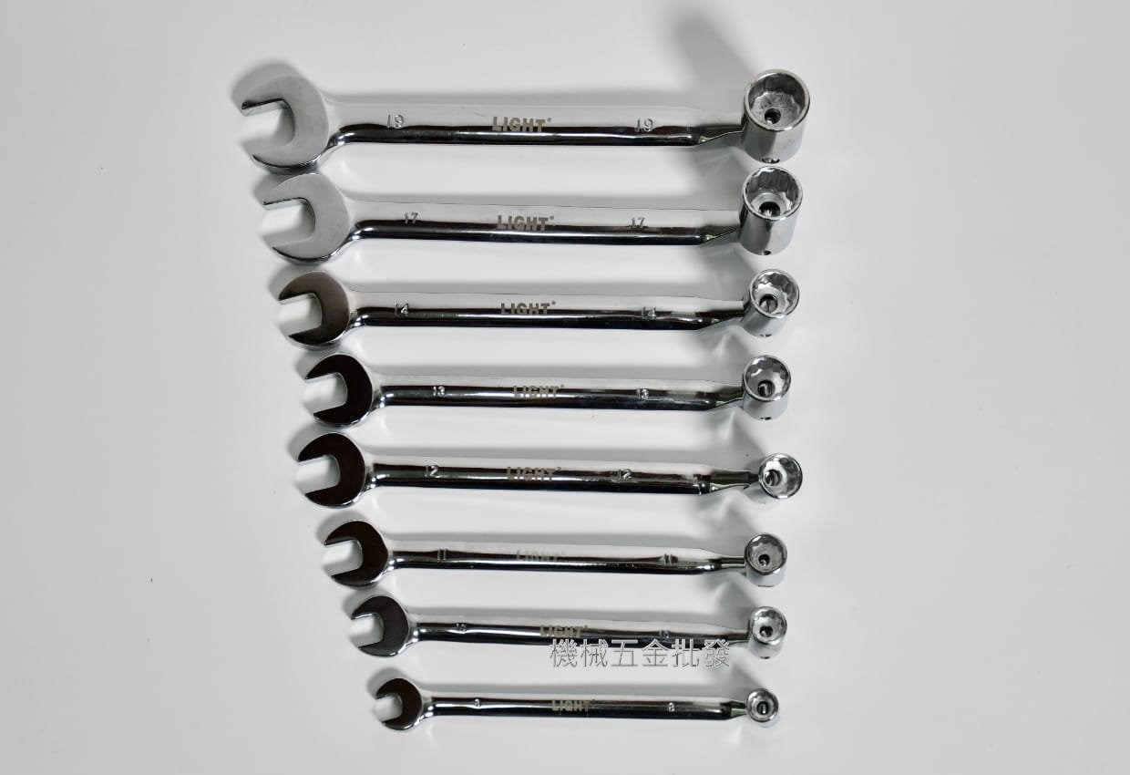 LIGHT 8-19mm 單開口萬向梅花扳手 9支組.手工具