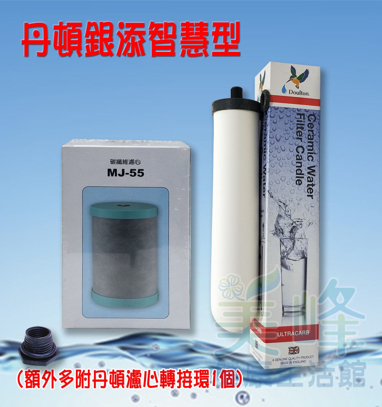 適用能量活水機 智慧型 濾心組 丹頓濾心活性碳銀添(聖燭型)＋MJ55除鉛濾心✦