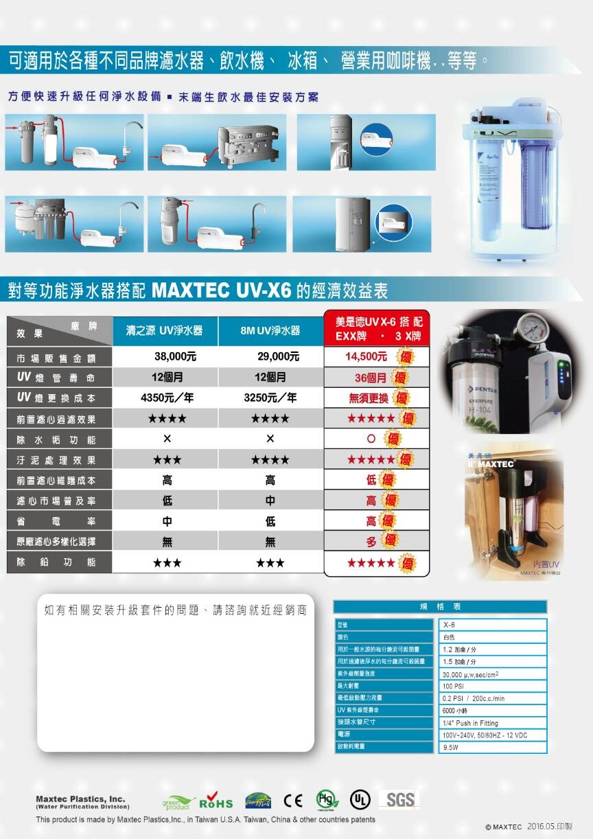 MAXTEC UV-X6 美是德 智能紫外線水殺菌器