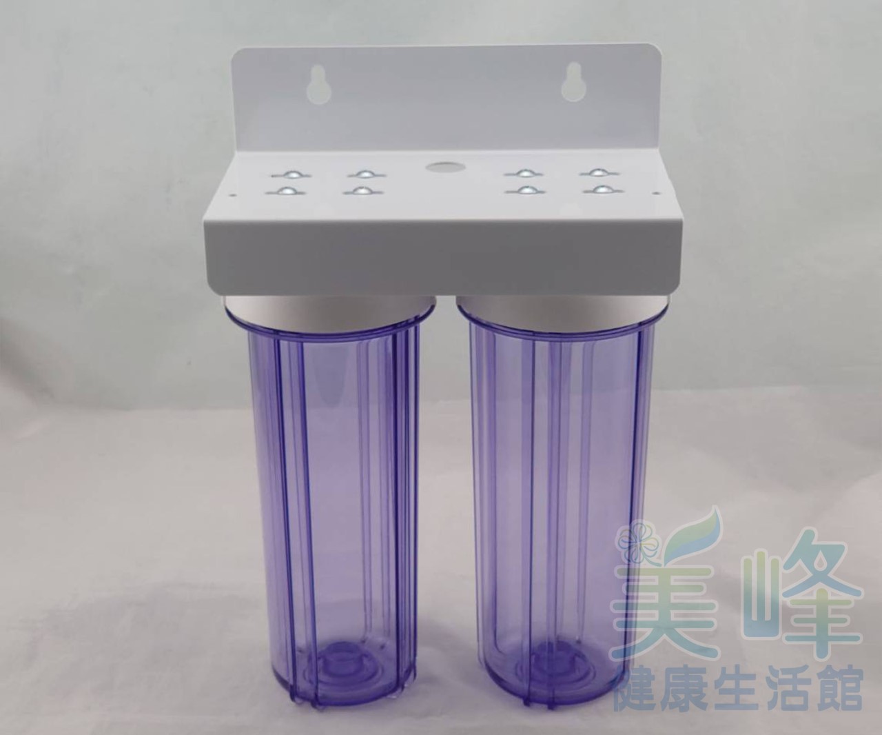 10英吋2分牙雙O-ring烤漆吊片二道式/二胞胎淨水器/前置過濾器(2透)(不含濾心、含扳手)