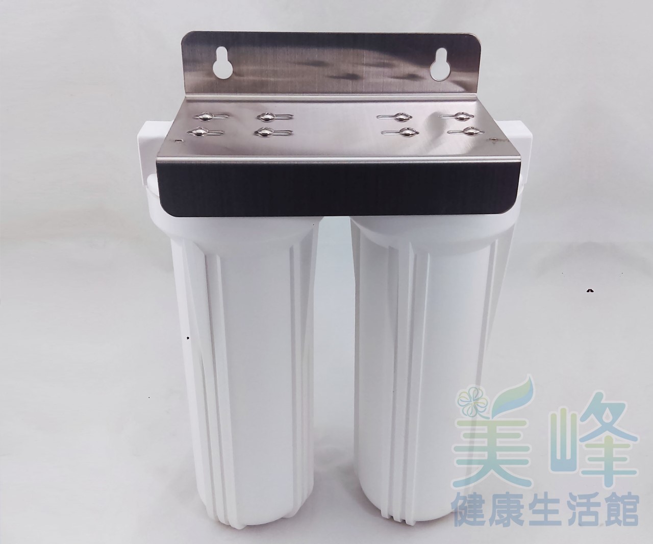 10英吋4分牙EG白鐵吊片二道式/二胞胎淨水器/前置過濾器(2白)(不含濾心、含扳手)