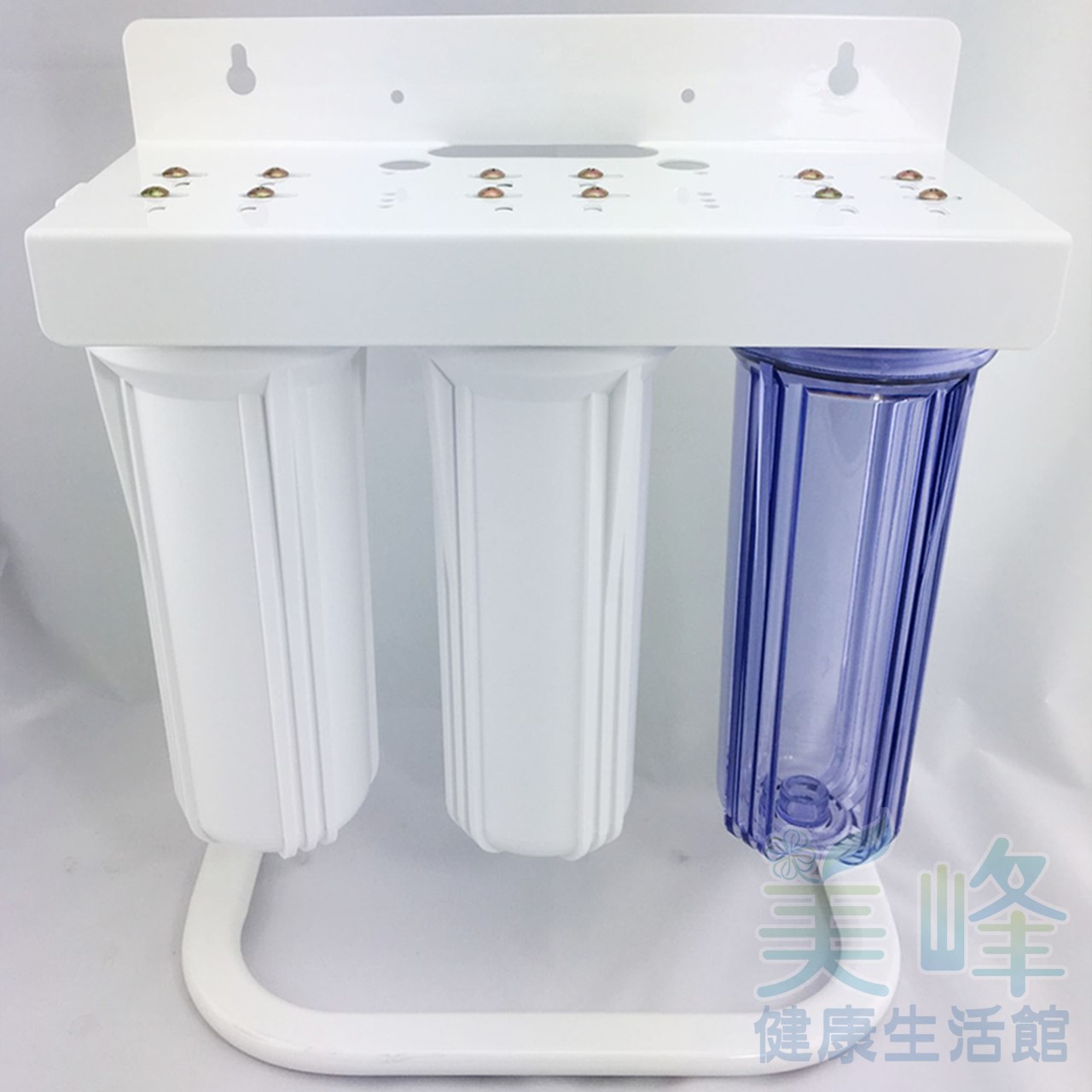 10英吋4分牙EG烤漆腳架三道式/三胞胎淨水器/前置過濾器(1透2白)(不含濾心、含扳手)