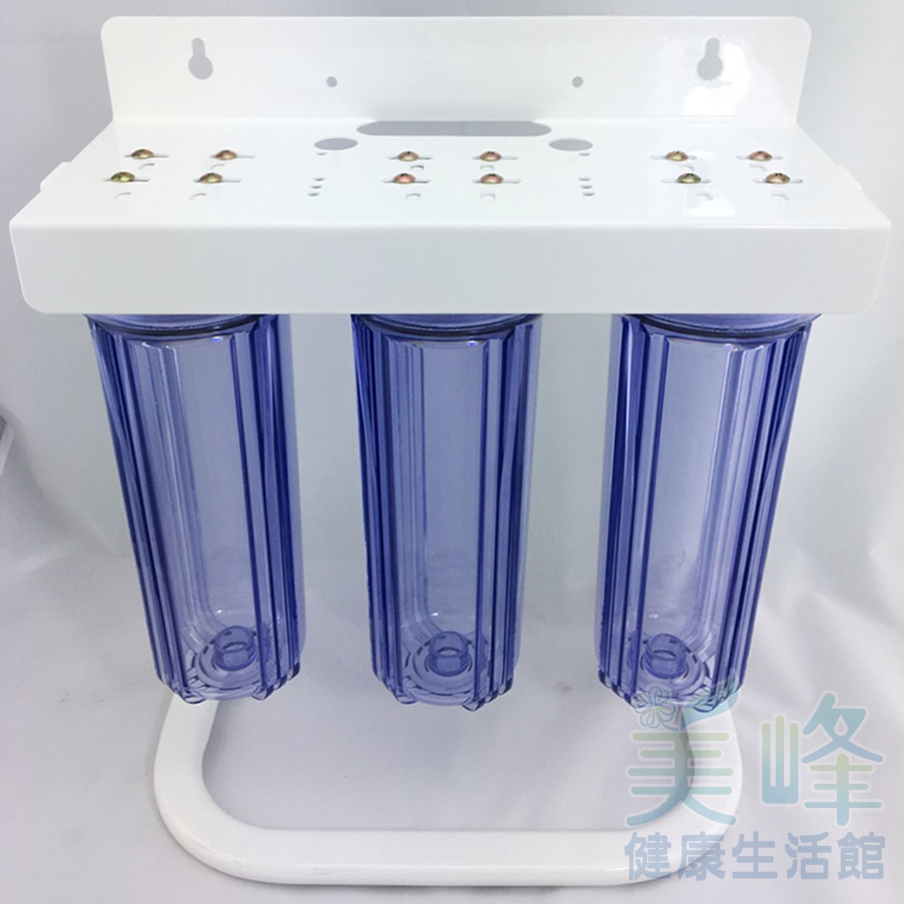 10英吋4分牙EG烤漆腳架三道式/三胞胎淨水器/前置過濾器(3透)(不含濾心、含扳手)