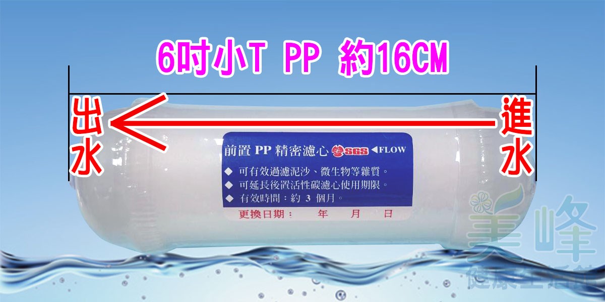適用各式淨水器、加壓馬達前置過濾泥沙雜質聚丙烯PP材質濾心6吋，通過SGS認證