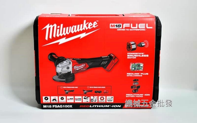 Milwaukee {美沃奇} M18 FSAG100X-502X 4吋 18V充電式無刷砂輪機,電動工具