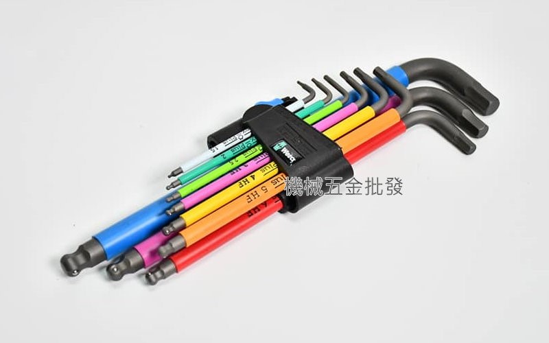德國 Wera 950 SPKL / 9HF 彩色膠套固定鋼珠球頭六角扳手 9支組,手工具