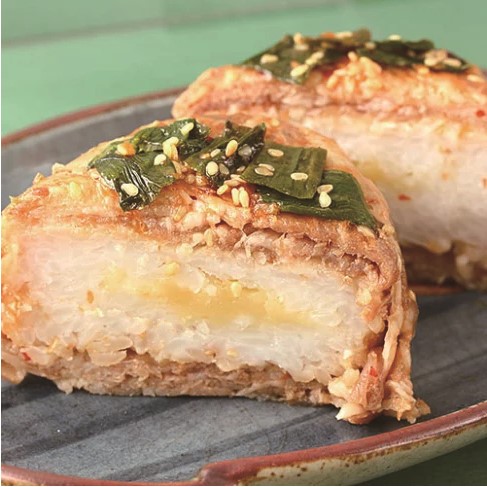 蔥燒豬肉日式捲飯糰,香濃起司餡,採用西螺台梗九號米