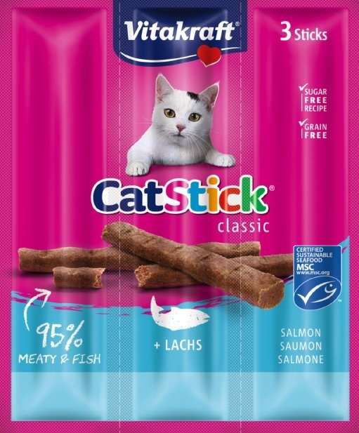 【德國Vitakraft】貓肉條 /貓快餐 /貓零食 鮭魚+ 鱈魚 (一盒20入)