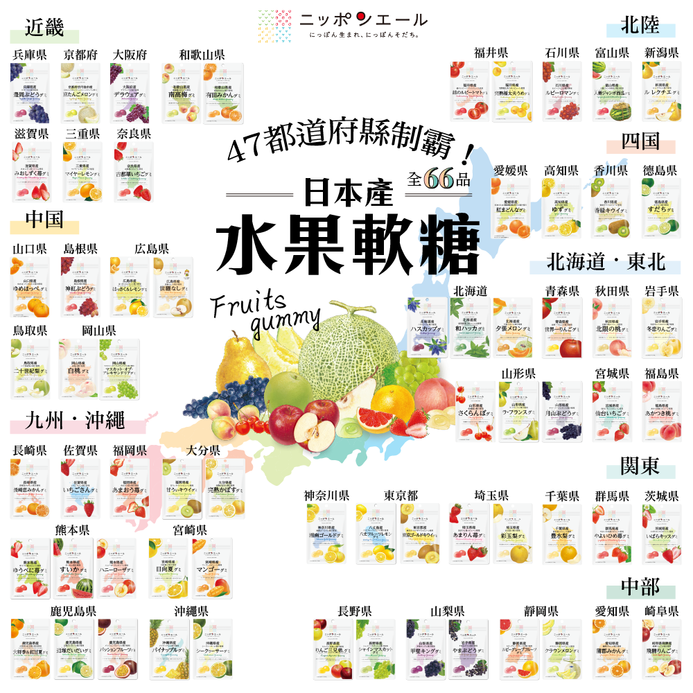 全國農協食品【日本特產水果軟糖】全66品