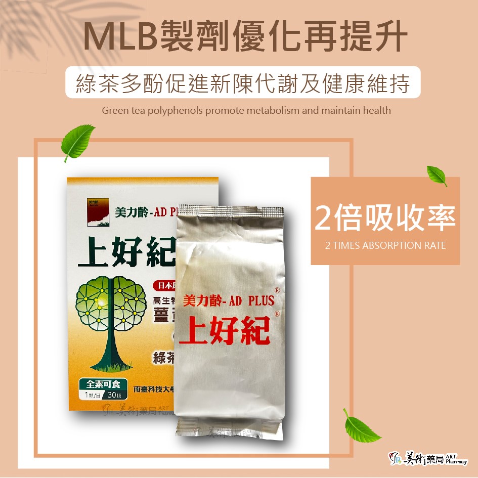 美力齡上好紀膠囊 日本原料進口 富含薑黃素+綠茶多酚 AD PLUS 美術藥局｜官方公司貨
