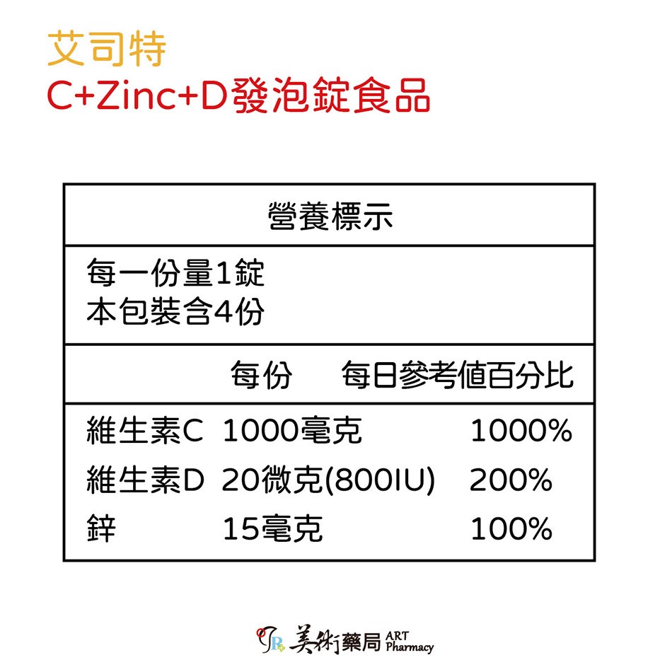 🌤️🌤️艾司特 C+ZINC+D 發泡錠 4錠裝