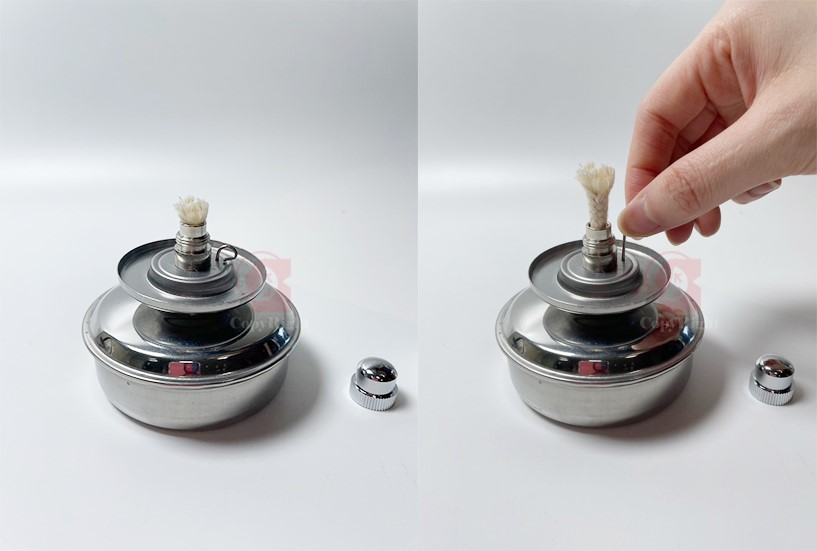 不鏽鋼安全酒精燈,Stainless Steel Spirit Lamp With Wick Adjustable,100ml,可調式燈芯