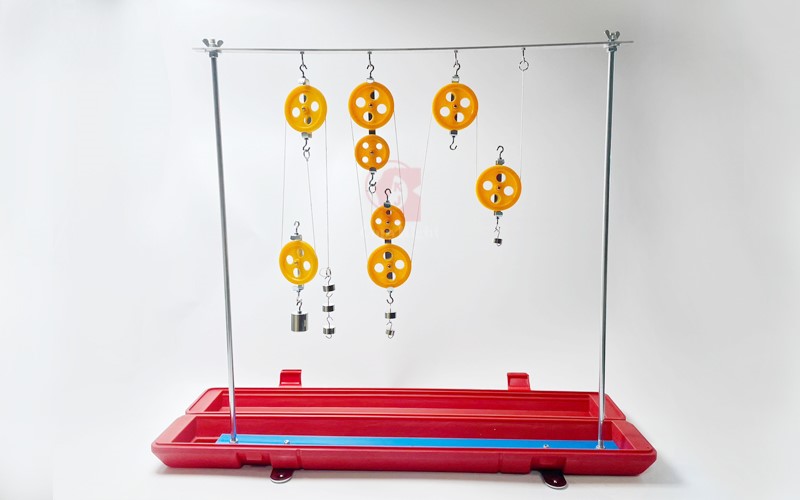 綜合滑輪實驗組組合樣式,Pulley Demonstration Set,Single Pulley ,Double Pulley,基座收藏箱,掛勾砝碼組,國教儀器,A12-052-1