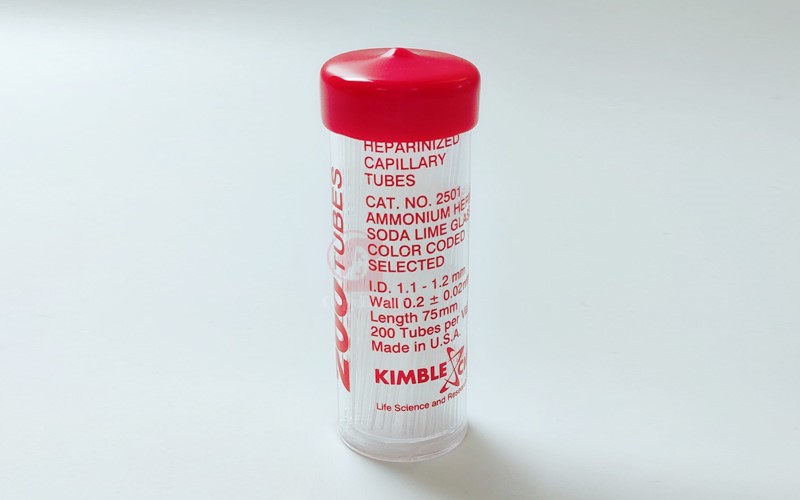 紅毛細管,KIMBLE Capillary,200 Tubes,Heparinized,抗凝劑,容量75ul,碳酸鈉玻璃,ψ1.1-1.2×75mm,A1-054-4,國教儀器