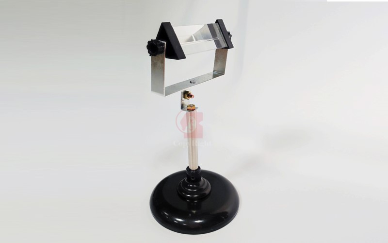 玻璃三稜鏡,Glass Triangular Prism,玻璃菱鏡長度8cm,可旋轉調整角度,含底座,A10-014-7,國教儀器