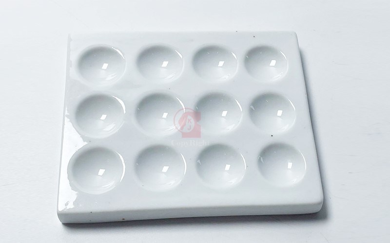 12孔呈色反應盤,陶瓷製 磁點板,Porcelain Spot Plate,Porcelain Spotting Reaction Plate,6 or 12 Wells,陶瓷製,磁點板,A1-094-4,國教儀器