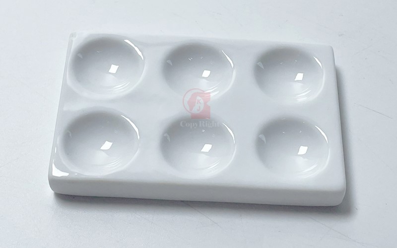 6孔呈色反應盤,陶瓷製 磁點板,Porcelain Spot Plate,Porcelain Spotting Reaction Plate,6 or 12 Wells,陶瓷製,磁點板,A1-094-3,國教儀器