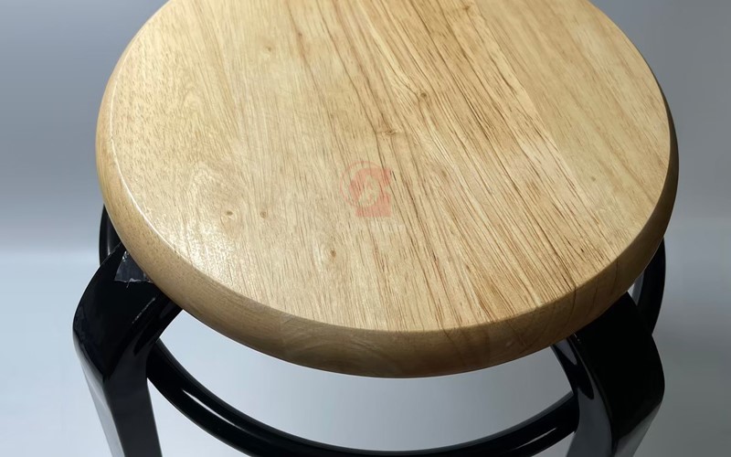 鐵製加圈扁管木紋椅面實驗椅,Experimental chair,加圈扁管椅,尺寸約ψ28×高47cm,A5-027-2,國教儀器